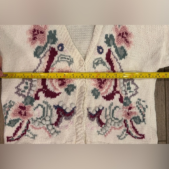 Vintage V.I. Petites Floral Ramie Cotton Cardigan Hong Kong Cottagecore Sz 8-10 - Picture 11 of 11